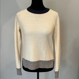 Women's Cream and Gray Sweater with blue trimmed neck rag & bone xxs